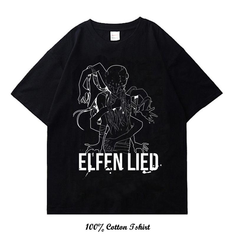 Nový letní styl ležérní tričko Elfen Lied nadměrné vintage pánské dámské s grafickým potiskem streetwear oblečení 100% bavlna topy trička