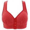 Red Polka Dot Wire-Free Push-Up Bra for Middle-Aged & Elderly Women