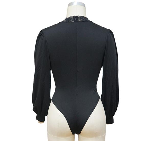 Dámské body Velké velikosti Ležérní Krajkové Deep Fashion Slim Women Body s výstřihem do V