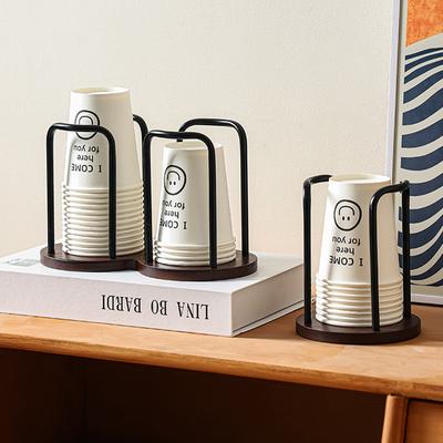 Disposable Cup Storage Holder Rack Shelf Water Tea Cups Wood Dispenser with Longer Stick Mug Display Stand Organizer Supplies