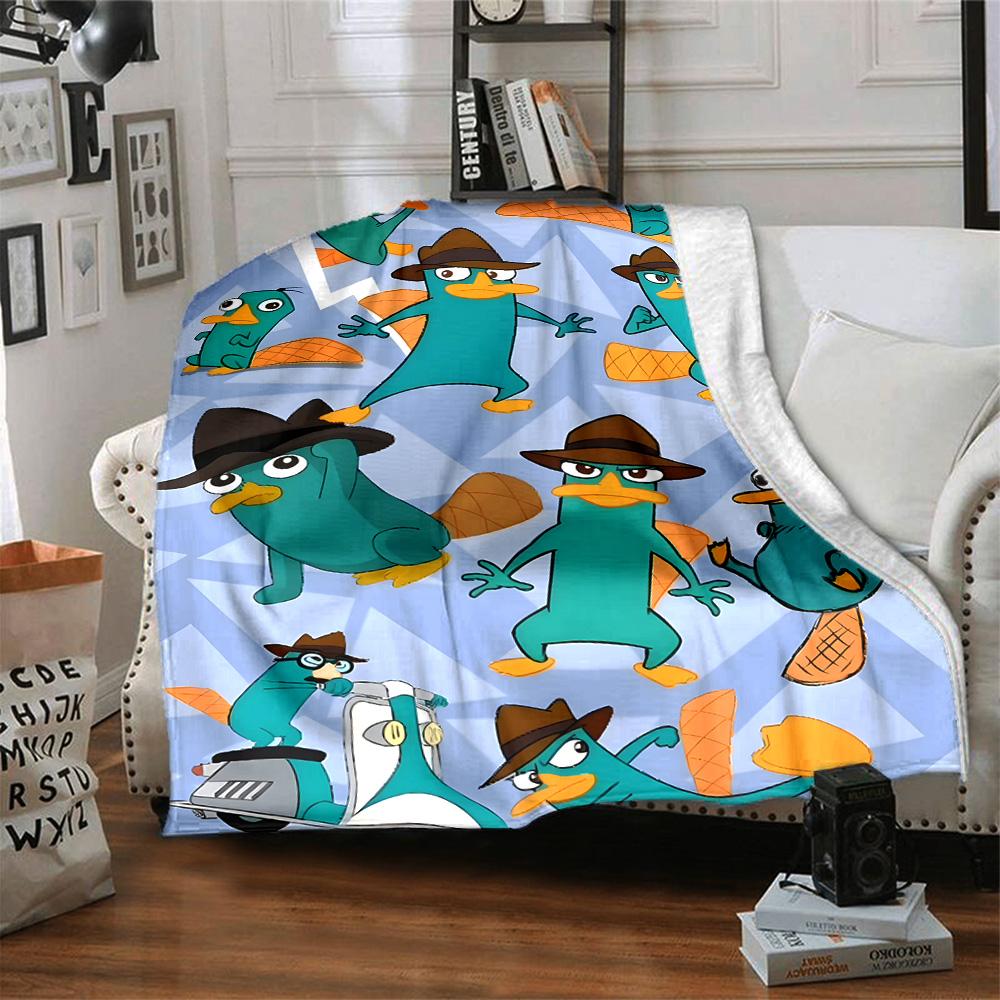 1pc Phineas and Ferb3 Blanket, Gift, for Men and Women, Soft Blanket, Good for Sofa Bed Couch Travel, Lightweight Flannel Blanket