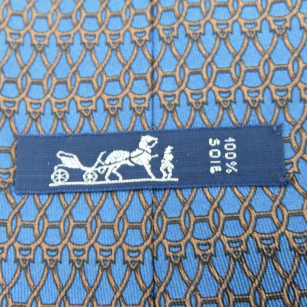 Used HERMES Tie Toyota Limited Edition Silk Blue Brown Suit