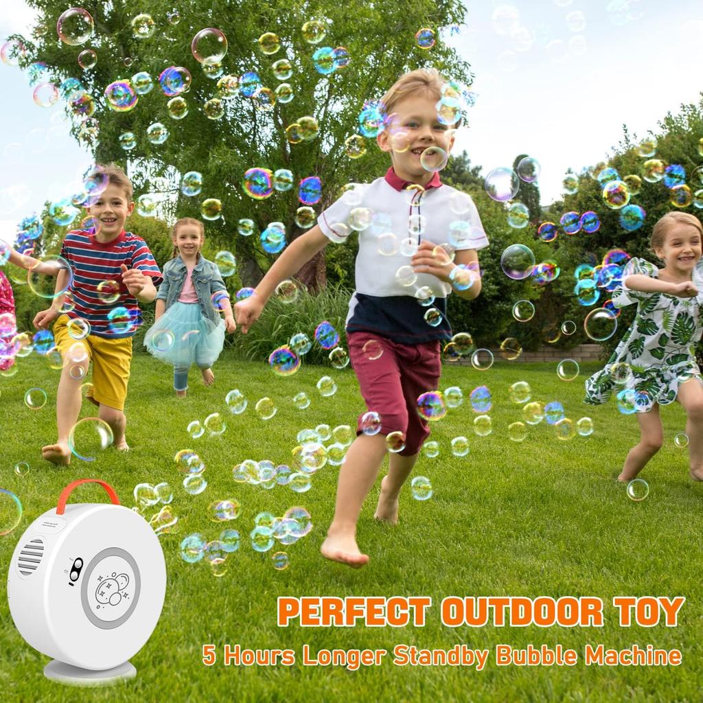 Bubble Machine Automatic Bubble Blower for Kids Toddlers Rechargeable Battery Portable Bubble Maker Electric Bubble Machine Auto Rotating 90°/360°