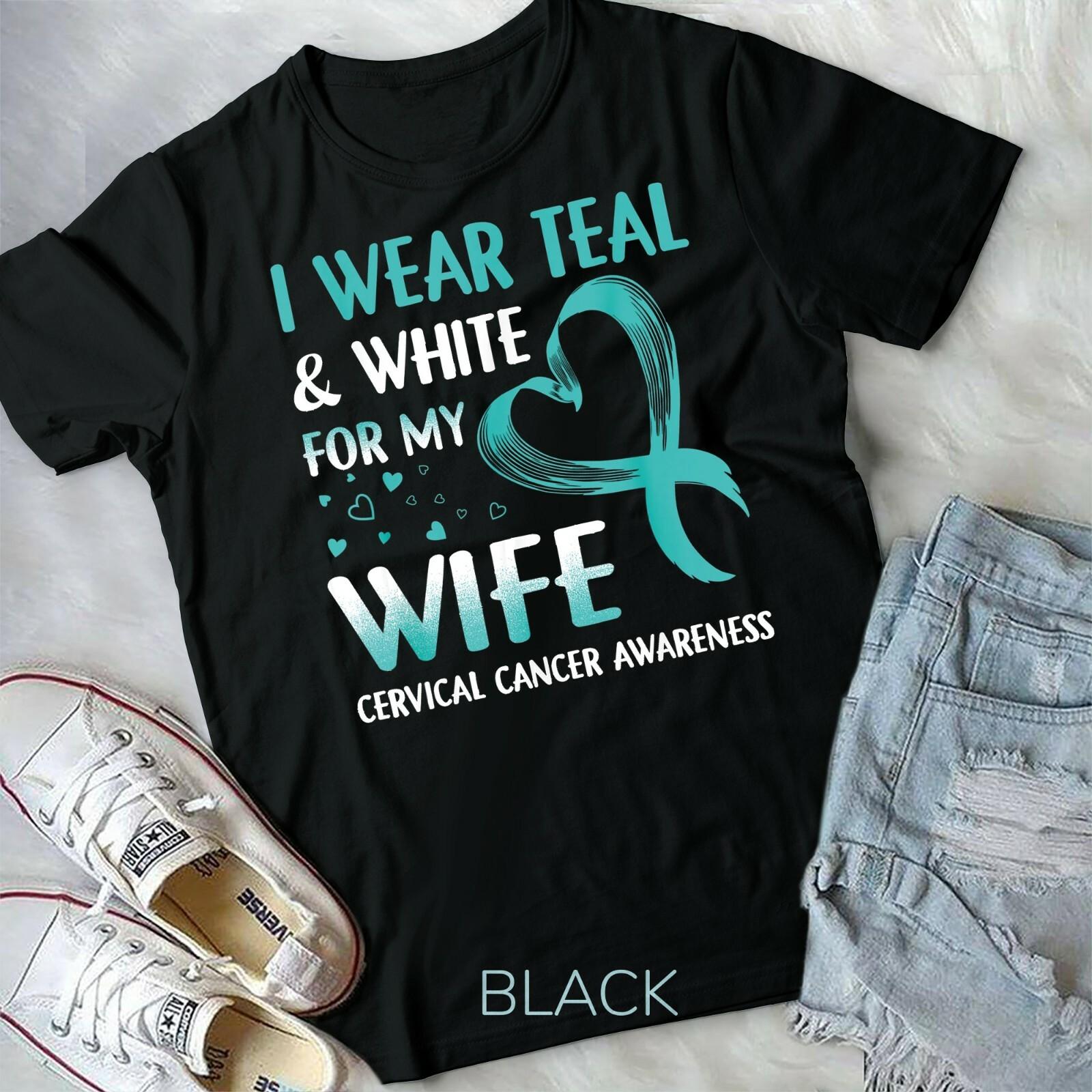 I Wear Teal White For My Wife Cervical Cancer T-shirt Unisex Youth T-shirt S