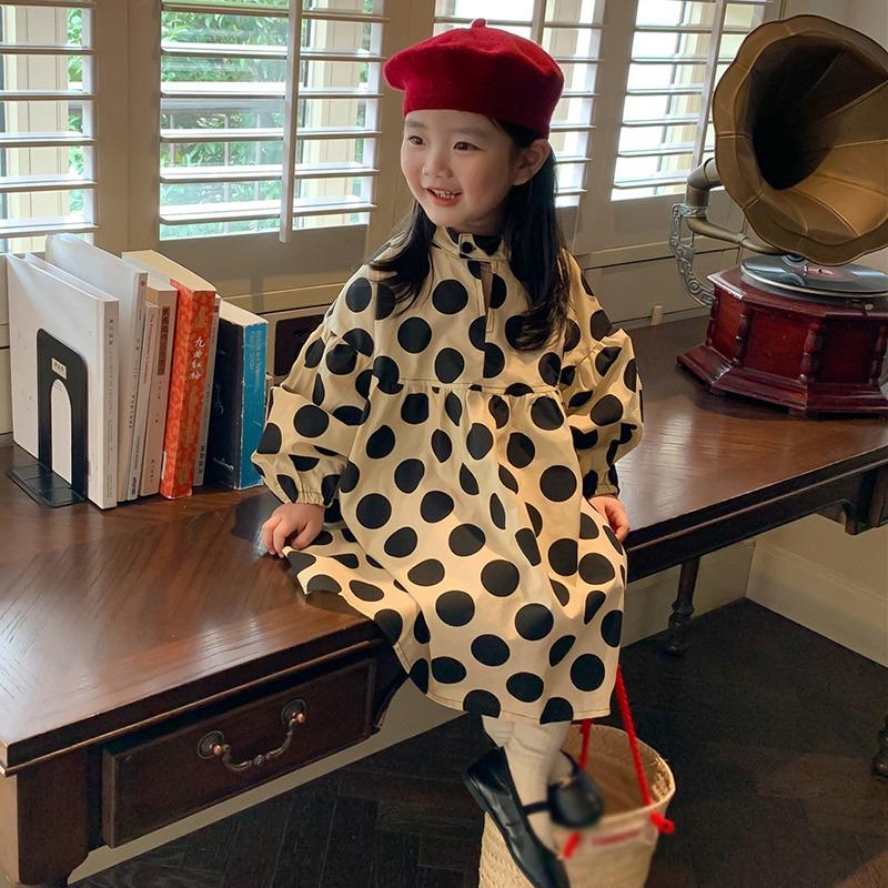 

Платье с длинными рукавами в горошек для девочек, весенне-осеннее и сладкое 13