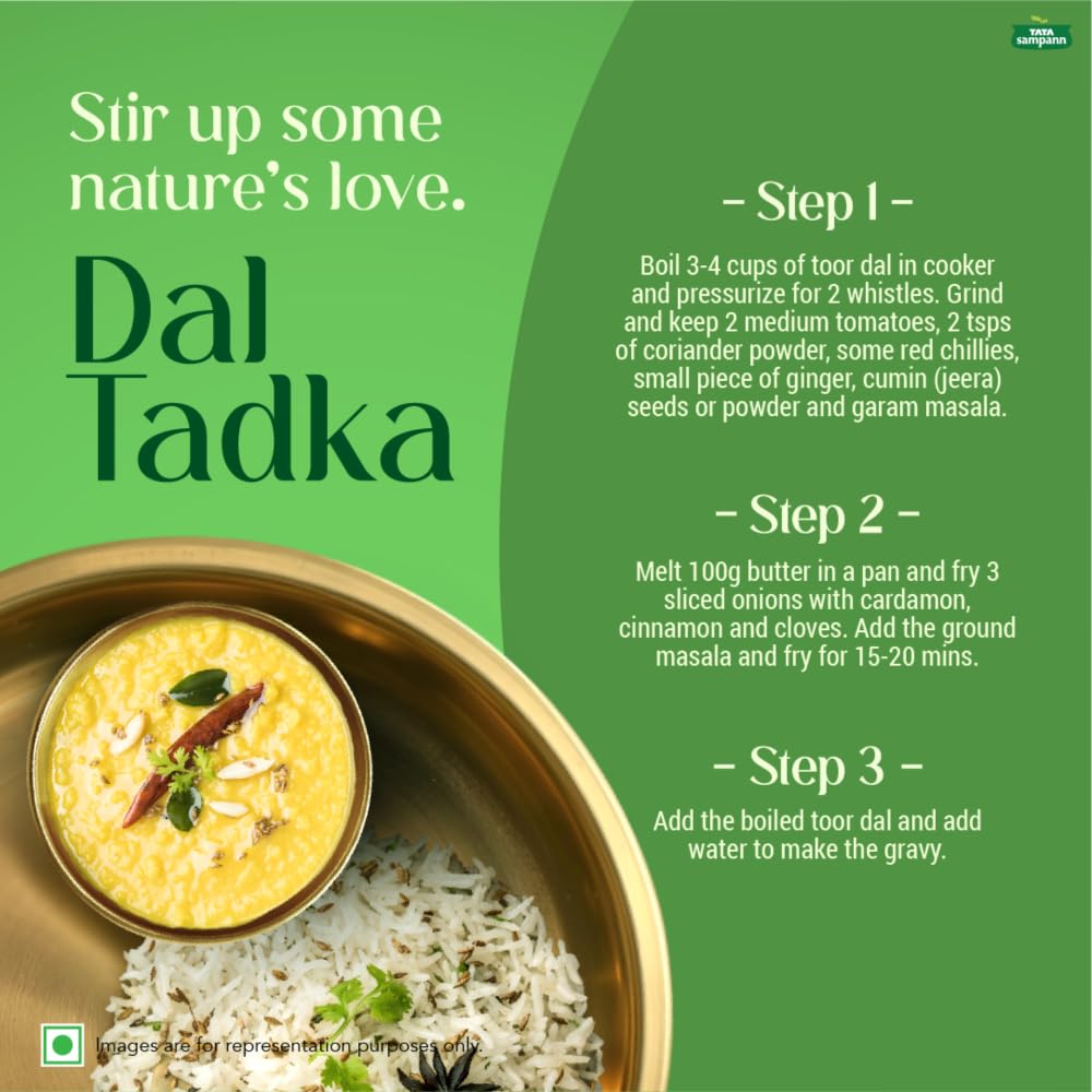 TATA Sampann Unpolished Toor Dal 500g Pack of 1 Premium Quality Whole Arhar Lentils for Cooking