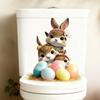 New Easter Flower Rabbit Toilet Sticker Self-Adhesive Waterproof Bathroom Decor Removable PVC Wall Stickers Wall Decoration