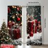 2 Stück 2D Flachdruck Weihnachtsszene Vorhang Weihnachten Schneeflocke Baum Geschenk Vielseitiger Polyesterstoff Ohne Strom