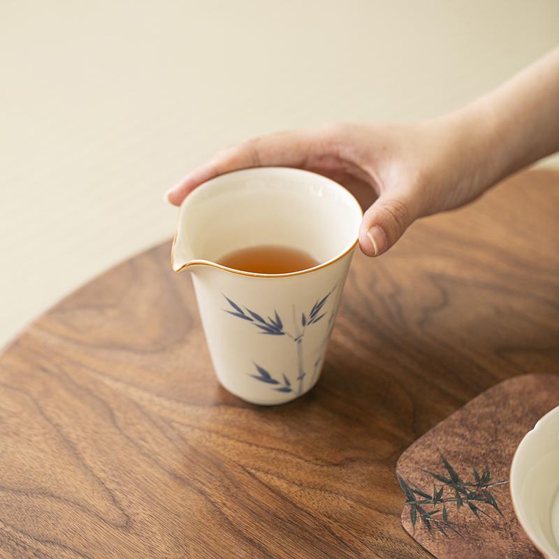 200ml Pure Hand-painted Bamboo  Persimmon Fair Cup Household Handmade Tea Pitcher Traditional Cha Hai Justice Cup for Tea Access
