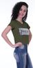 Moomaya Womens Short Sleeves V Neck Tshirt Top w  Sequin Patch ShortTee Summer