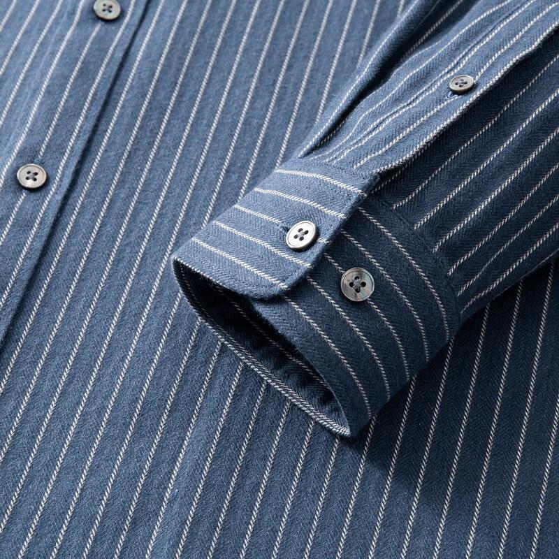 Men's Plus Size Striped Brushed Long Sleeve Casual Shirt