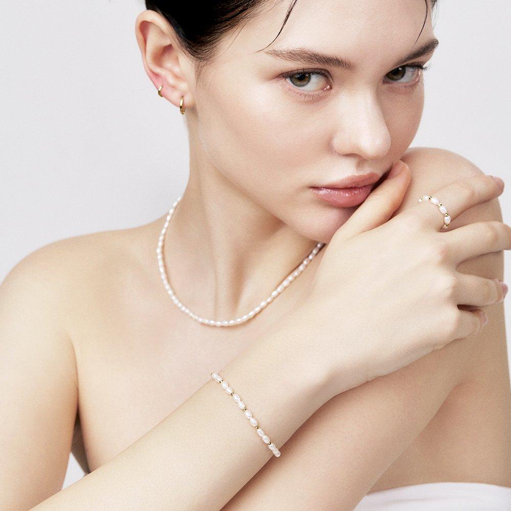 14K Blush Cut Ball Pearl Bracelet