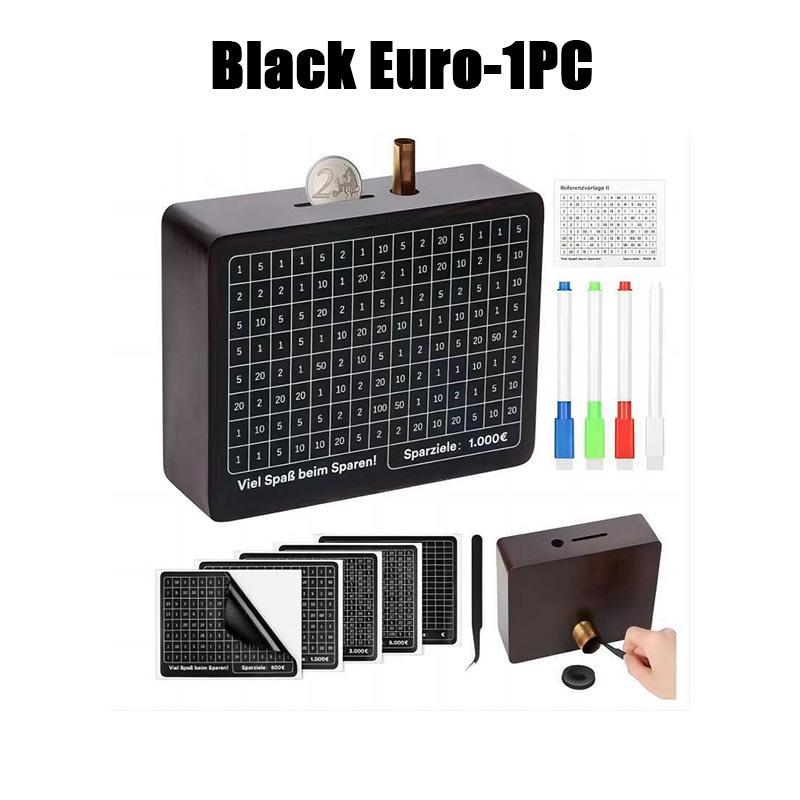 Pușculiță din lemn Cutie de bani reutilizabilă realizată manual, Pușculiță cu obiectiv de economisire și numere de verificat ajută la obiceiul de a economisi