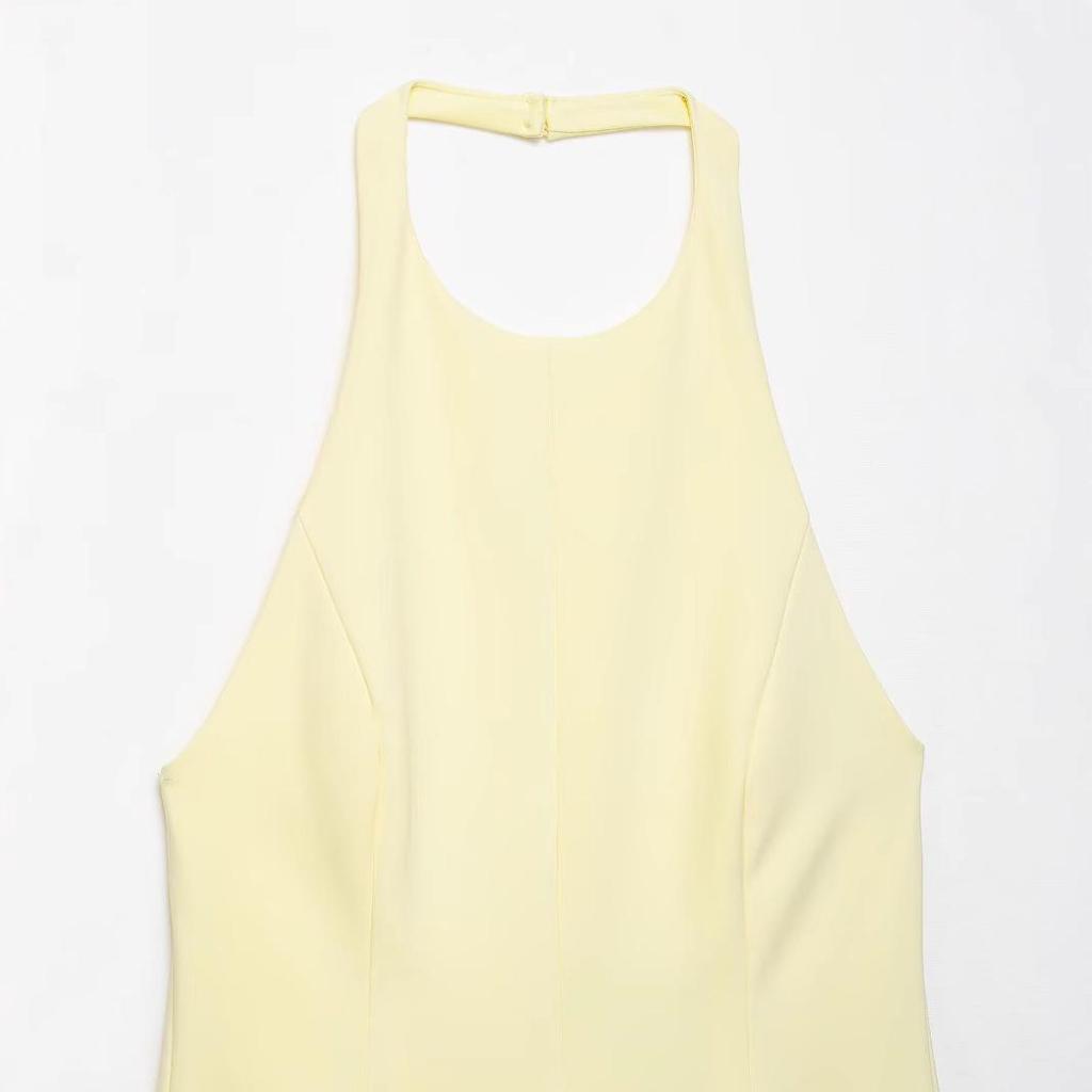 2025 Summer Backless Halter Neck Dress - Women's European & American Fashion