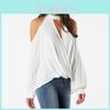 Women Cold Shoulder Chocker V Neck Summer Casual Lace Top T Shirt Blouse With Elegant Design