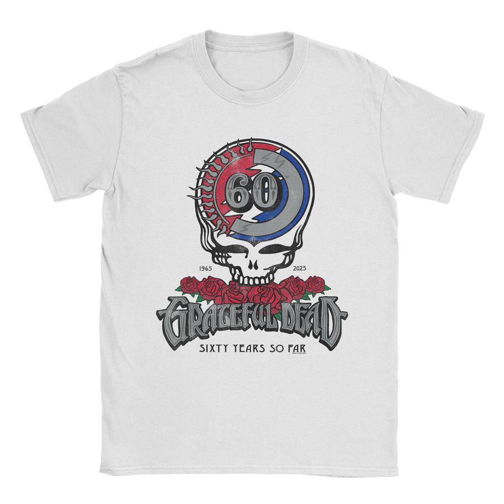 Grateful Dead Sixty Years So Far Anniversary Band T-Shirt Men T Shirts Summer O Neck Harajuku Tee Shirt Loose Oversized Tops
