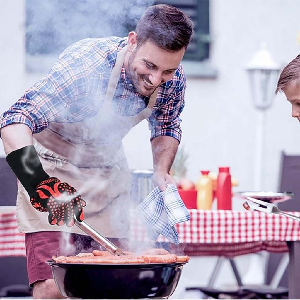 Silicone High Temperature Resistant Barbecue Gloves Microwave Oven High Temperature Industrial Labor Gloves 500-800 Degrees BBQ