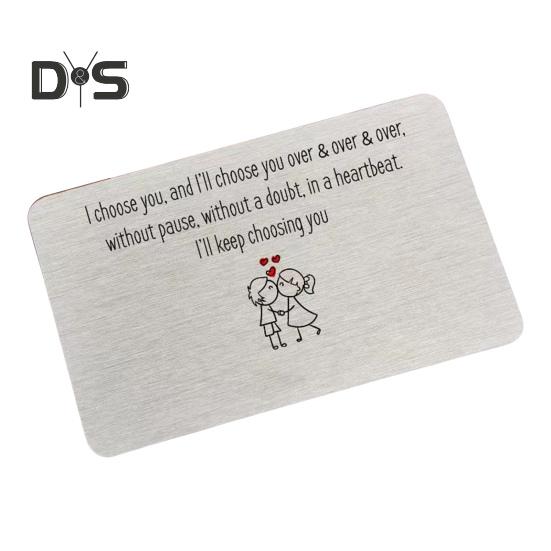 

Гравированная вставка для бумажника из нержавеющей стали с надписью «Я люблю тебя», сентиментальный сувенир на годовщину, день рождения, подарок для него, мужа, парня A