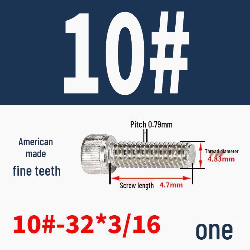 304 Stainless Steel Fine Thread Socket Head Cap Screw 10#-32, 1/4-20, 5/16-24