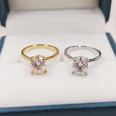 Sterlingsilber Moissanit Taubenei Ovaler Ring für Damen, 18 Karat Vergoldeter Luxus Hochzeits Schmuck.