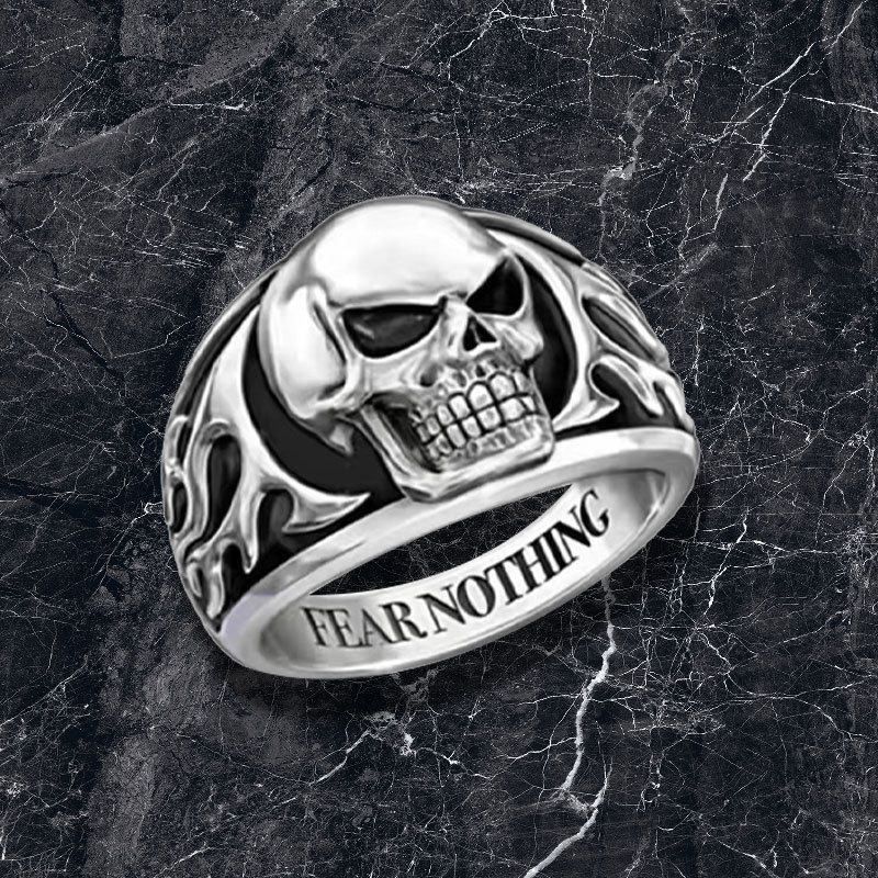 European and American Cross-Border Totem Pattern Imitation Obsidian Ring Men s Punk Dark Trendy Cool Heavy Metal Ring Retro Ring Qh32 [Dark Ring] Totem Skull Size 8