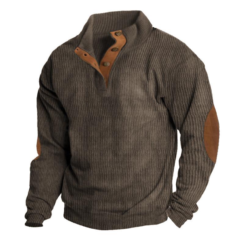 Autumn Winter New Men's Outdoor Corduroy Casual Stand Up Collar Long Sleeved Pullovers Daily Comfortable Versatile Fashionable Loose Pullovers