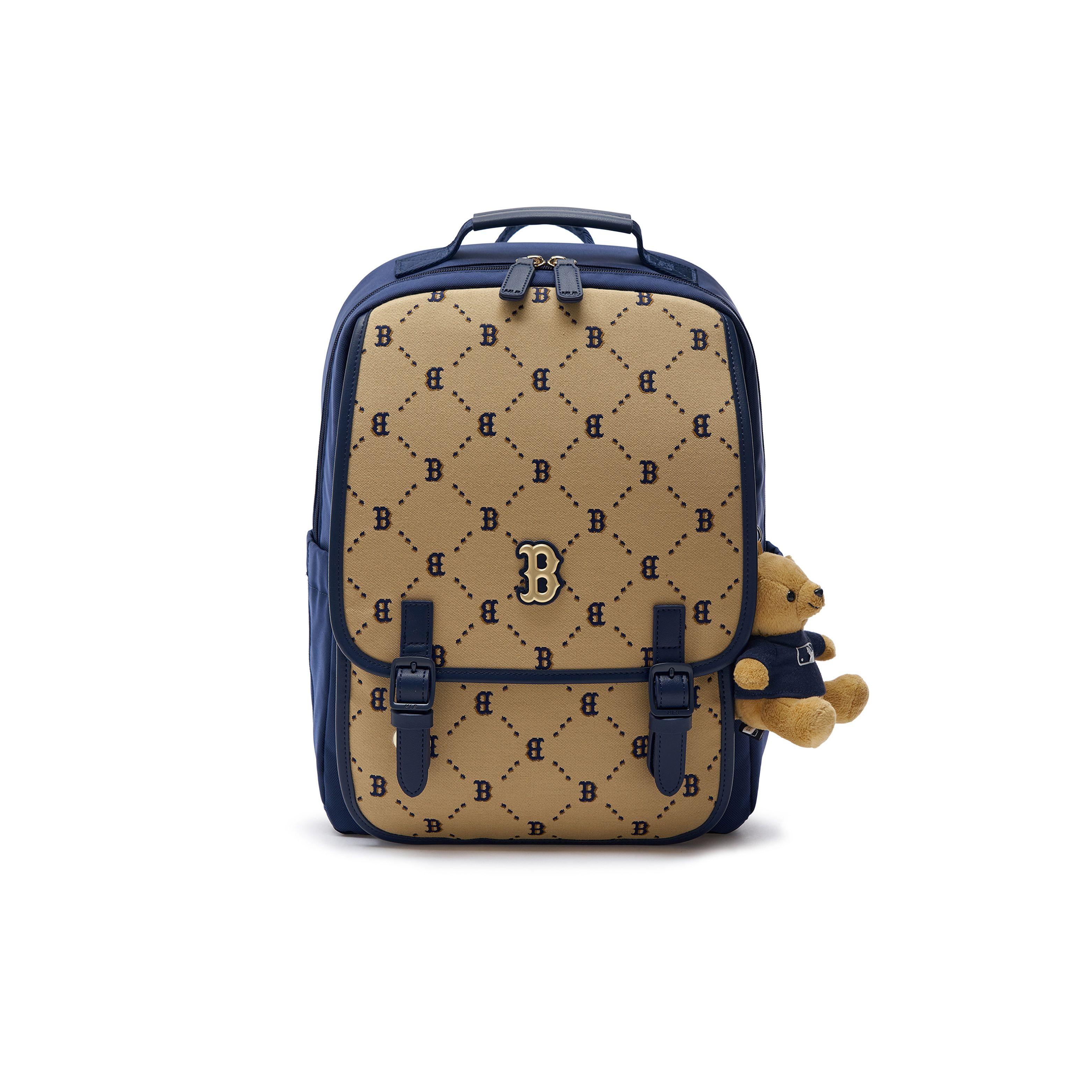 

MLB Boston Red Sox Vintage Diamond Letter Zip Backpack Men Backpack Navy-Blue Brown 7ABKMD24N-43BGS Marine Blue & Brown
