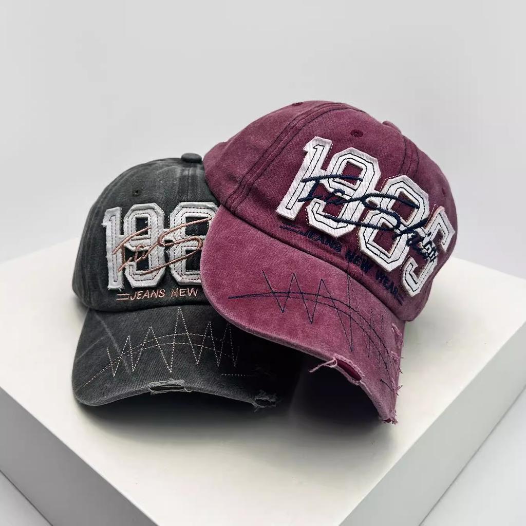 New Men's and Women's Hats  Embroidered Baseball Cap  Wash Cotton Ripped Outdoor Sunshade Casual and Fashionable Baseball Cap