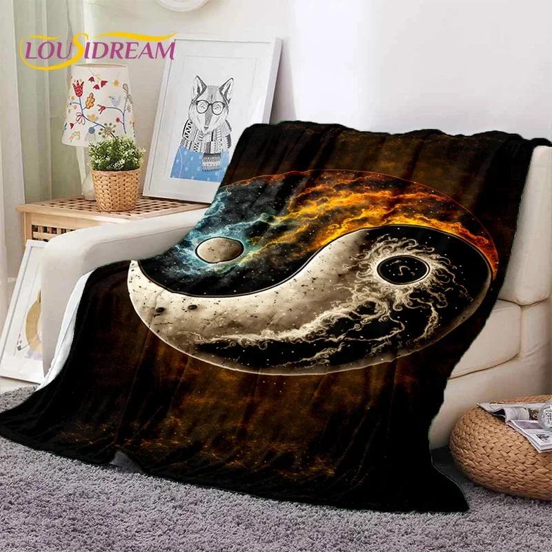 Nature Yin Yang Chinese Tai Chi Bagua Soft Flannel Blankets,Throw Blanket Comfortable Blanket for Picnic Beds Home Bedroom Gift