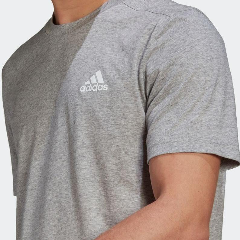 Adidas Solid Logo Crew Neck Casual Short Sleeve T-Shirt Men Tops Grey GT5555
