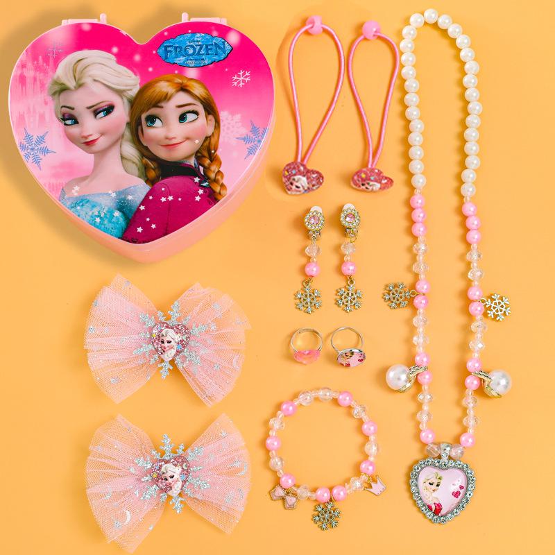 Frozen Elsa Jewelry Set: Princess Necklace, Bracelet, Earrings & Ring for Kids