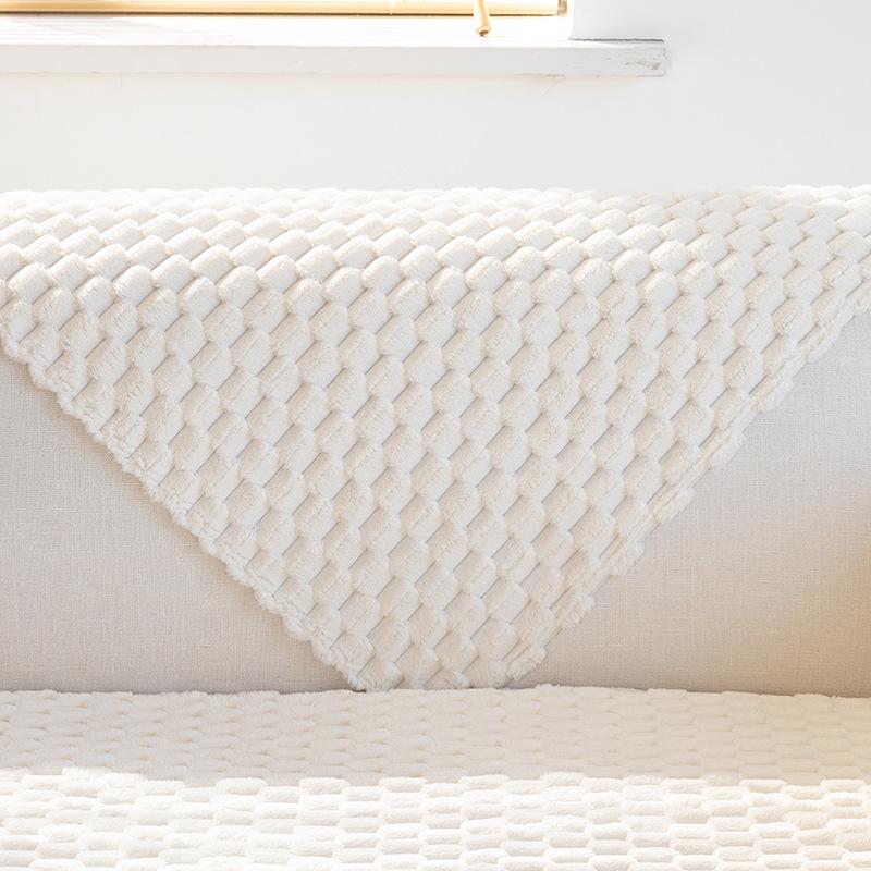 Winter Plush Sofa Blanket Home Decoration Thickened Soft  Keep Warm Anti Slip Sofa Cushion Simple Sofa Backrest Armrest Protective Pad
