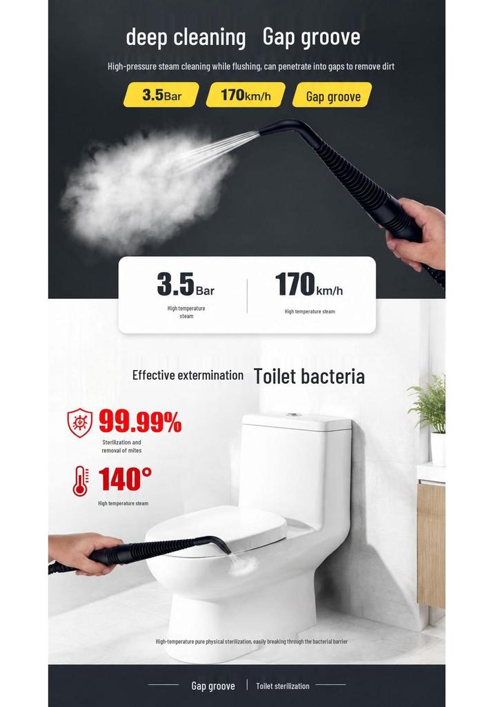 High-Pressure Handheld Steam Cleaner: Portable Multi-functional Kitchen Range Hood Cleaning Machine