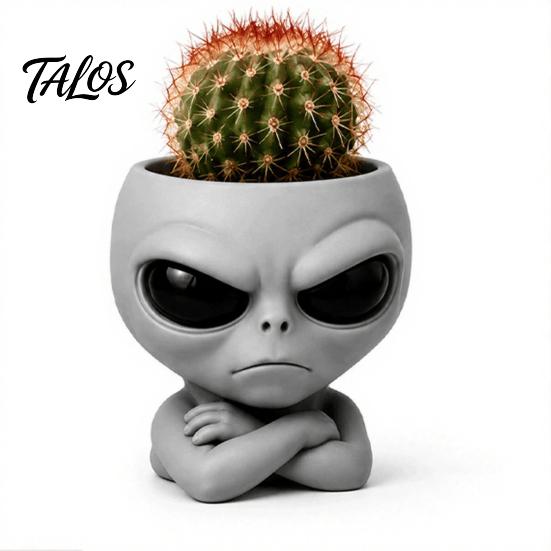 Cute Alien Planter Funny Face Planter, 3D Printed Novelty Plant Pot, Gray Head for Succulents Cacti Home Table Shelf Decoration Office Desk