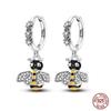Fashion 925 Sterling Silver Butterfly Bee Rotating Eye Pendant Earrings for Women Dazzling Cubic Zircon Fine Party Jewelry Gifts