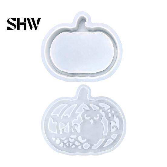 Easy Demoulding Silicone Molds 1 Set Halloween Pumpkin Lampshade Mold, DIY Hollow Ambient Mold Box Gypsum Cement Epoxy Resin Casting for Crafts Shaped