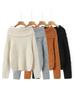 French Winter Off-Shoulder Soft Knit Sweater - Solid Color Loose Pullover