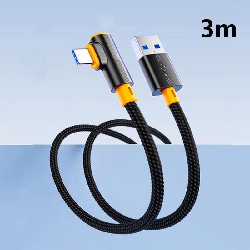 High Power 240W USB to Type C Elbow Fast Charging Data Cable 1PC for Smartphones Gaming and Office Use