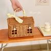 Picnics Basket Handled Woven Rattan Portable Designs for Outdoor Gatherings Home Storage Creative House Shape Baskets