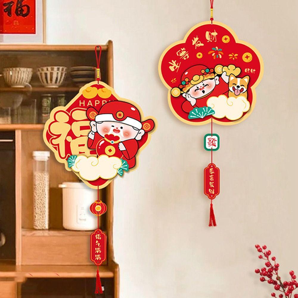 

Cartoon God of Wealth Lucky Pendants Traditional Fu Character Hanging Ornament New Year Gift Style 2