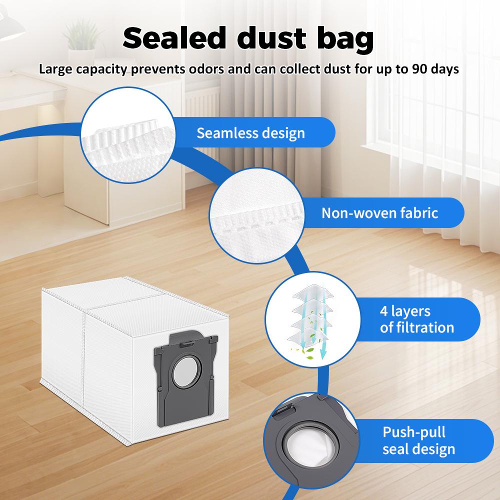 Sacchetti per la Polvere Accessori Per Dreame L10s Pro Ultra Heat X30 Ultra X30 Pro X40 Ultra X40 Pro L40 Ultra X50 Ultra L50 Pro Ultra Aspirapolvere Robot Parte