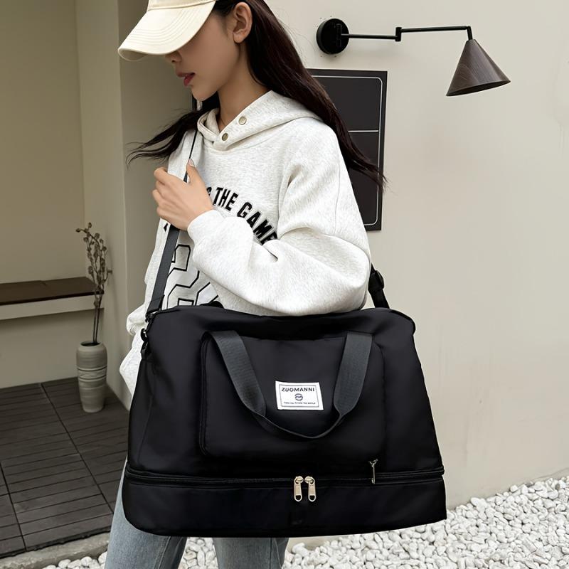 Large Capacity Foldable Travel Duffel Bag with Shoe Compartment, Sports Gym Tote Bag, Weekender Overnight Duffle Bag, Ideal for Travel, Vacation, Gym