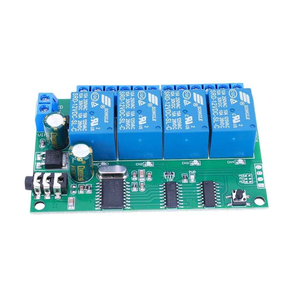 AD22B04 4 Channel DTMF Signal Tone Voice Decoder Relay Switch Module Non-Locking/Self-Locking/Interlocking/Time Delay
