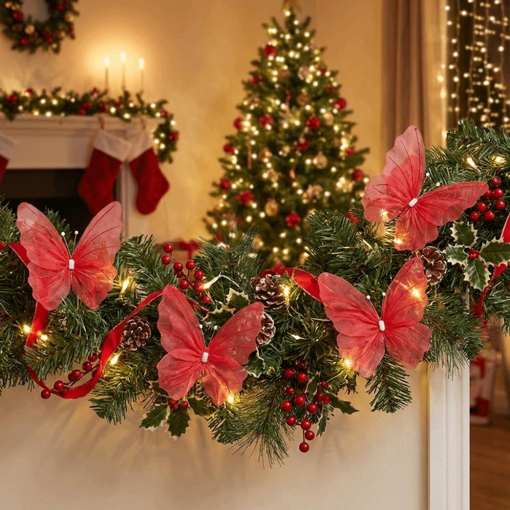 3D Texture Christmas Tree Butterfly Decoration Realistic Large Artificial Butterfly Pendant Simulated Artificial 3D Butterfly