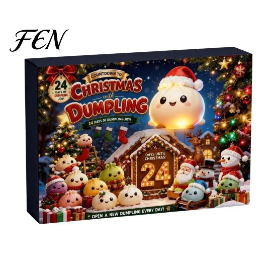 Christmas Advent Calendar Squeezy Toy 2026, 24 Days Dumpling Toys Countdown Plush Calendar, Decor Jumbo Mini Glitter for Stress Relief Festive