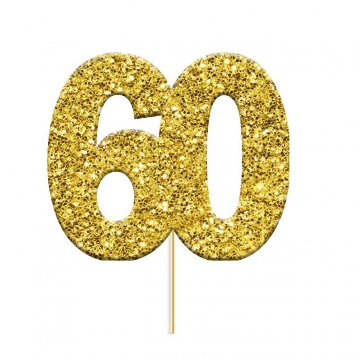 Anniversary House Glitter 60th Birthday Cupcake Topper (Balení 12)