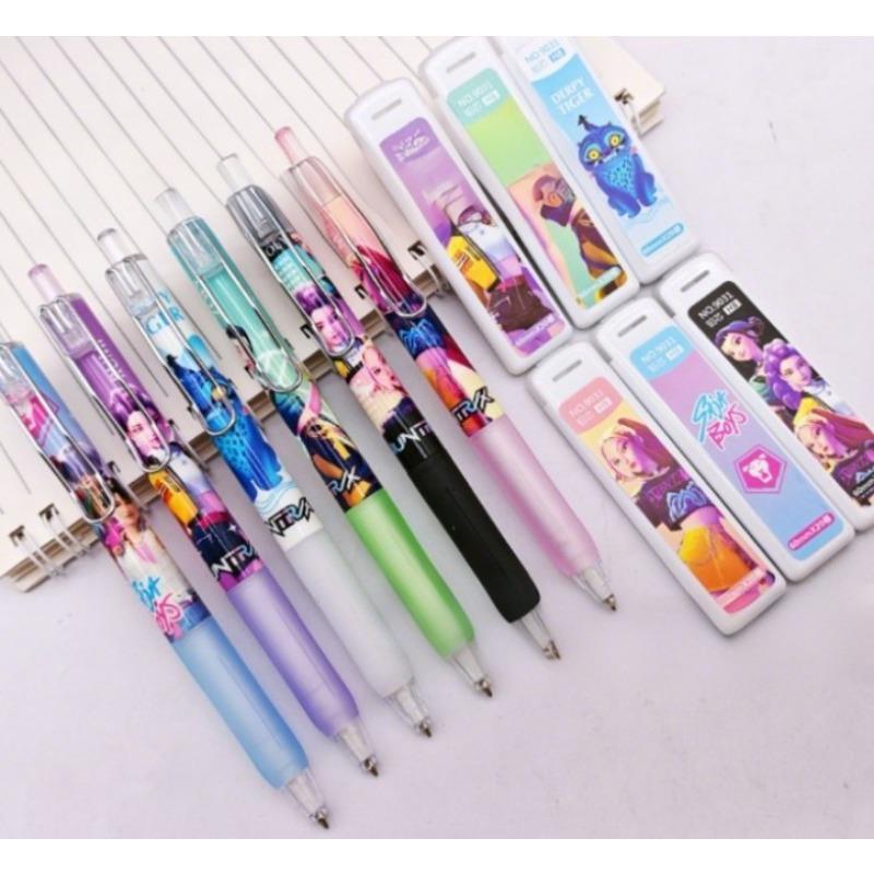 New popular cartoon anime girl replaceable pen core set cartoon press pencil school office stationery set gift