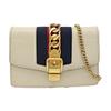 [Pre-Owned] Sylvie Gold Buckle Striped Web Chain Leather Mini Square Crossbody Bag - Good #1SWTDCR
