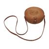 Handwoven Round Rattan Bag Tropical Beach   Woven Shoulder Rattan Bag with Leather Strap 20cm Diameter