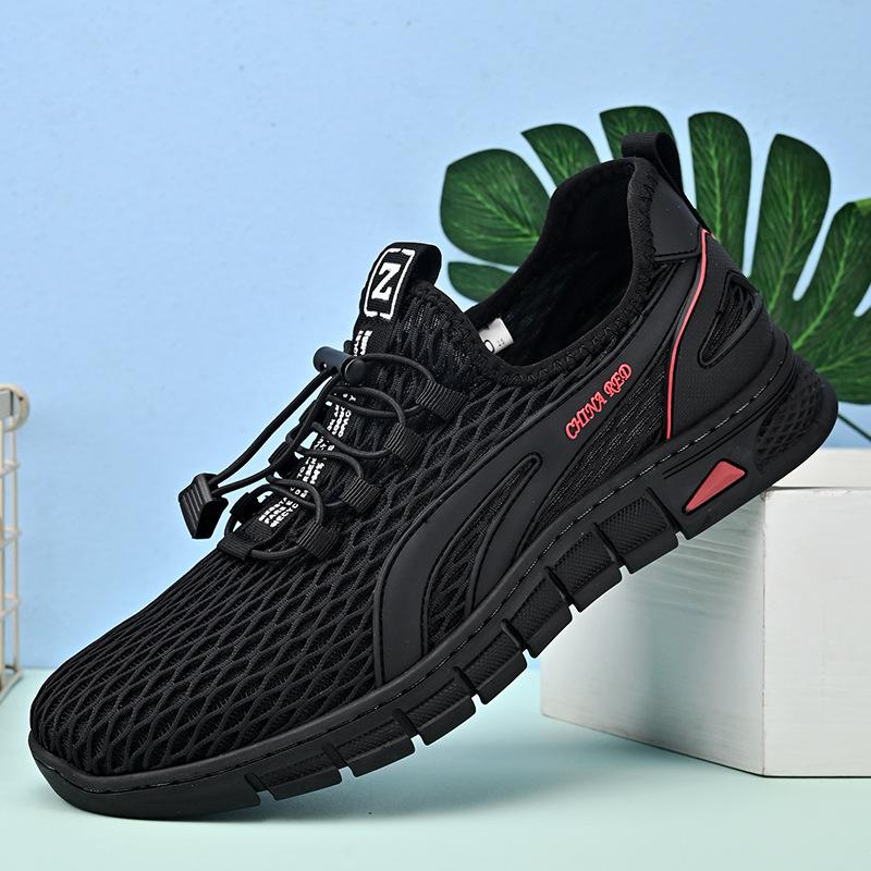 Mesh-Schuhe Herren Sommer hohl atmungsaktiv leicht Sportschuhe Herren Einschlupf weichsohlig lässige Herrenschuhe Joggingschuhe vielseitig